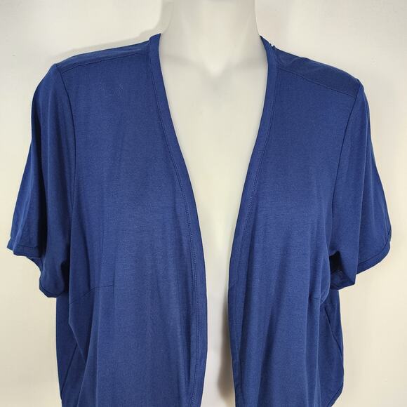 Joan Rivers Shrug Open Front Women Medium Short Sleeve Jersey Knit Blue A304727 - Picture 3 of 9